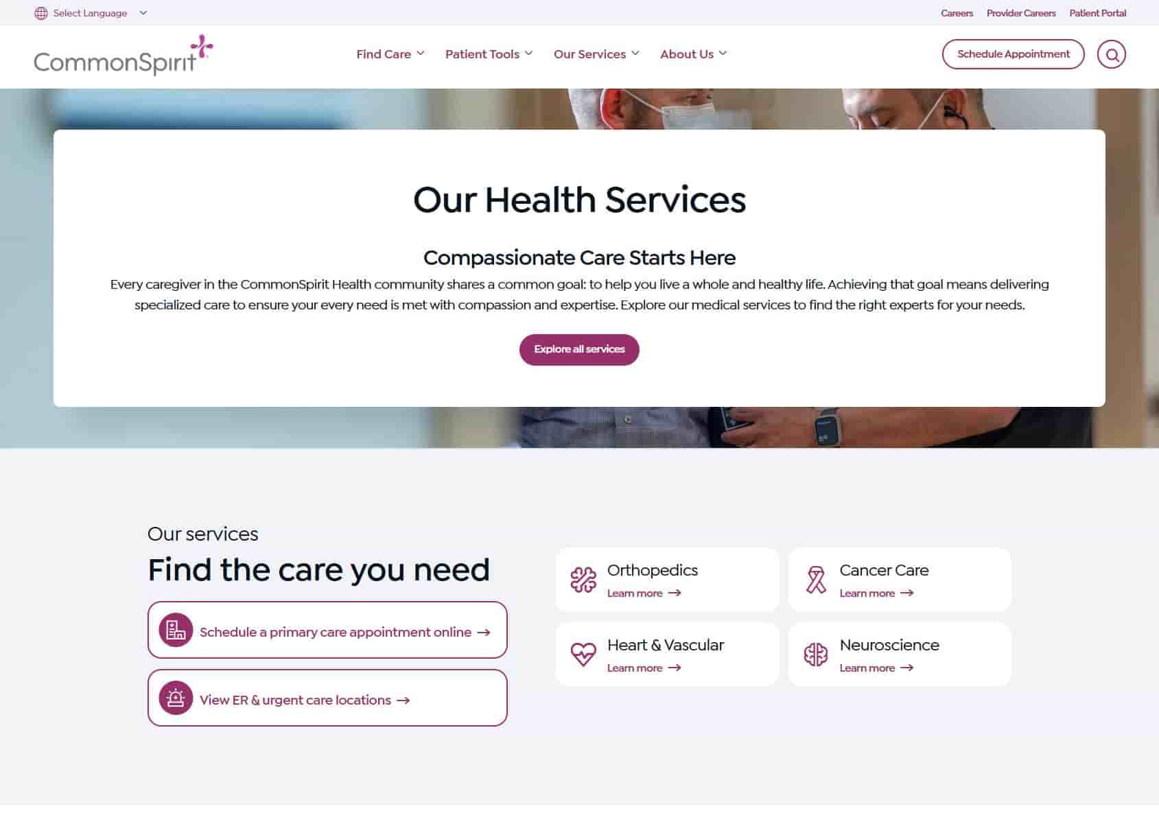 CommonSpirit service page
